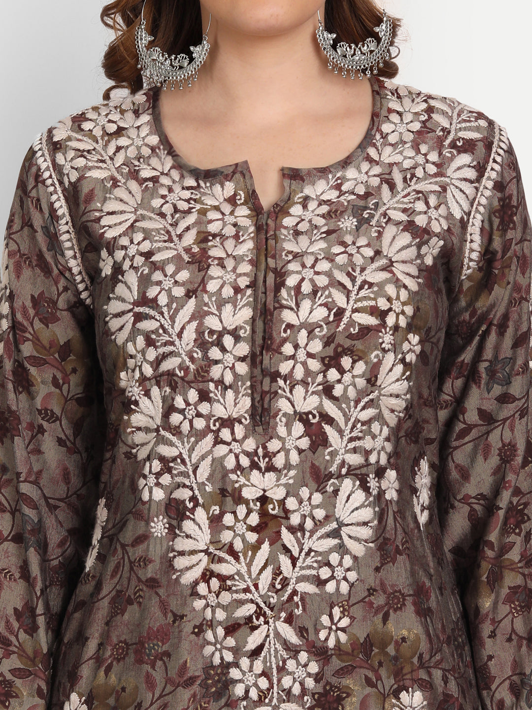 Lucknow Chikankari Hand Embroidered Kurta Muslin