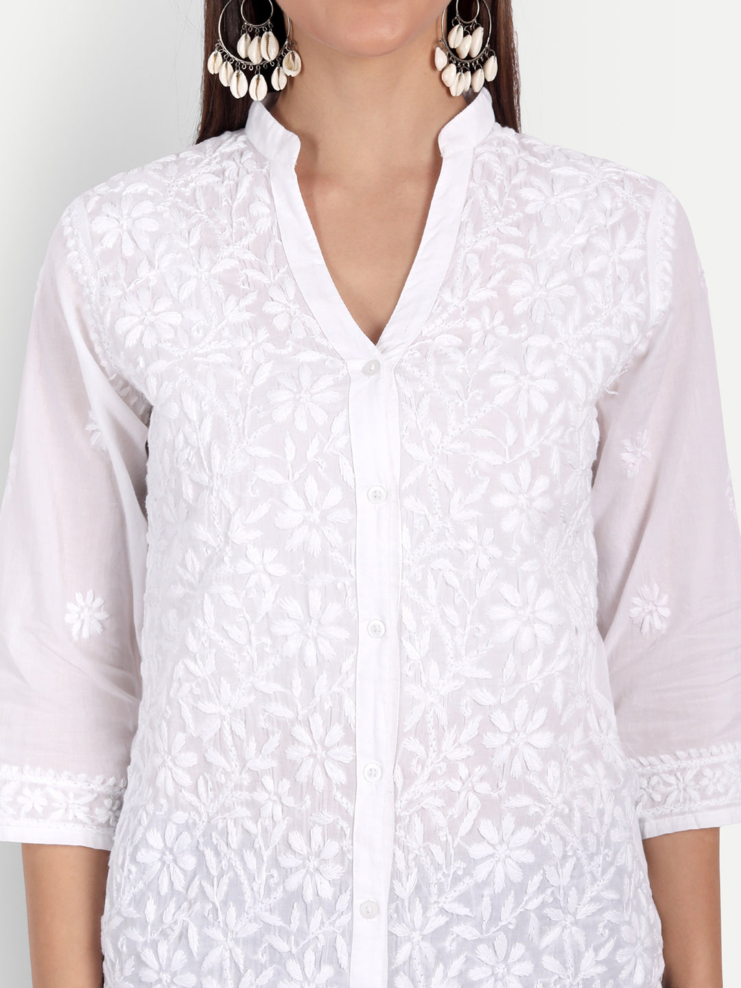 Lucknow Chikankari Hand Embroidered Top Cotton