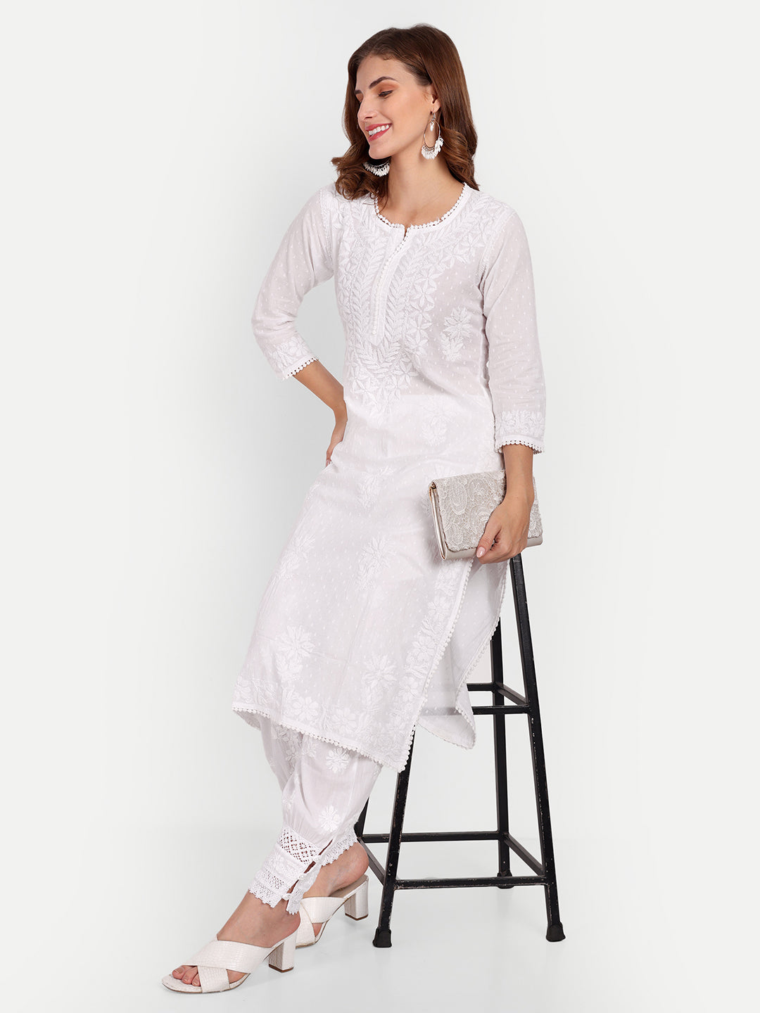 Lucknow Chikankari Hand Embroidered Kurta Cotton