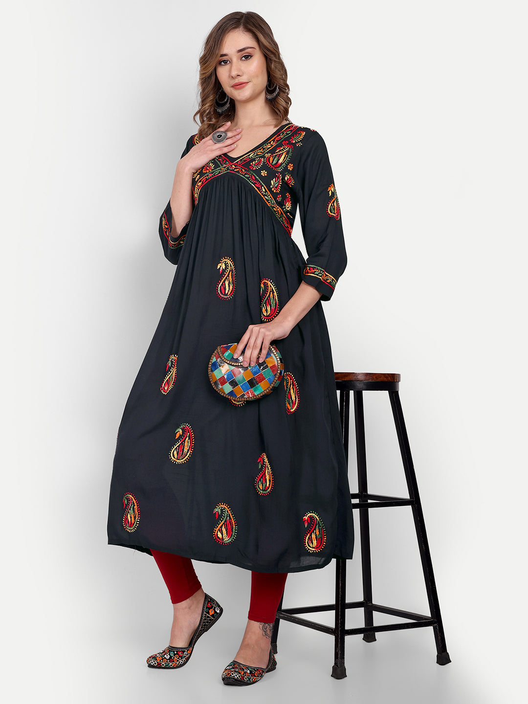 Lucknow Chikankari Hand Embroidered Long kurta for Women  Modal Cotton