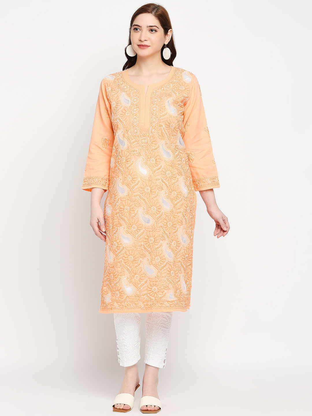 Lucknow Chikankari Hand Embroidered Kurta Cotton