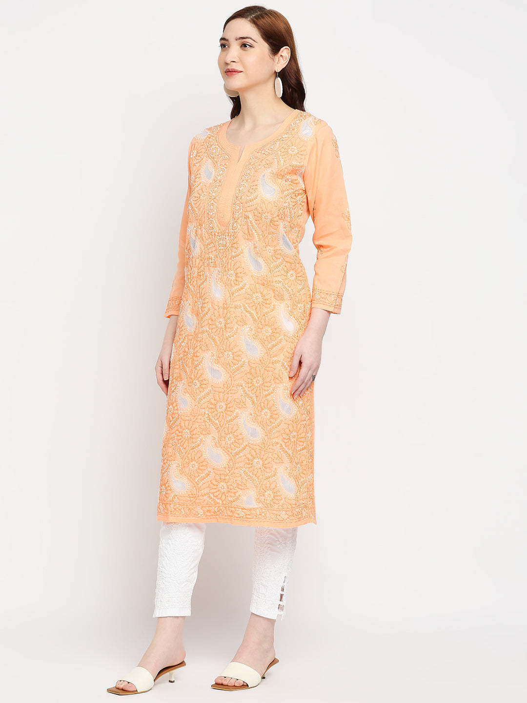 Lucknow Chikankari Hand Embroidered Kurta Cotton