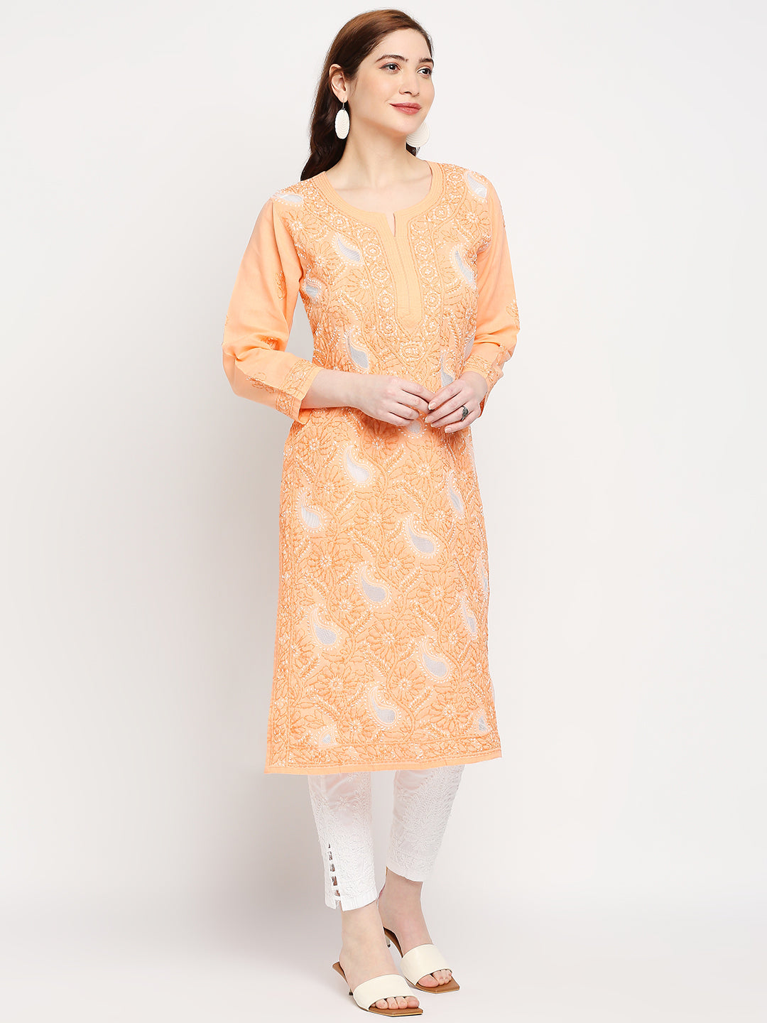 Lucknow Chikankari Hand Embroidered Kurta Cotton