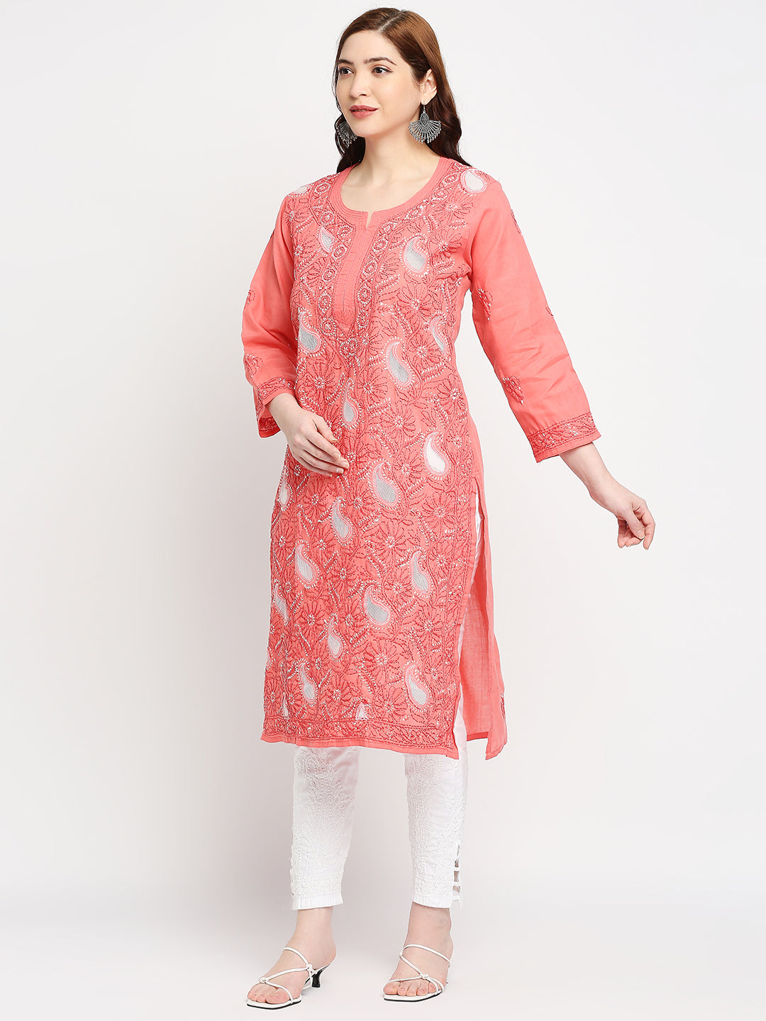 Lucknow Chikankari Hand Embroidered Kurta Cotton