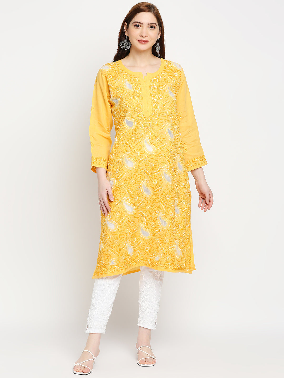 Lucknow Chikankari Hand Embroidered Kurta Cotton