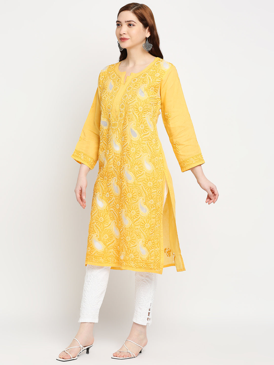 Lucknow Chikankari Hand Embroidered Kurta Cotton