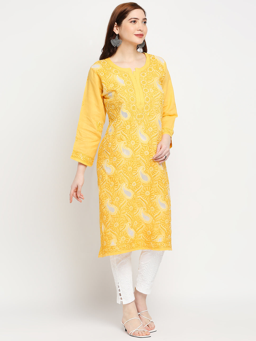 Lucknow Chikankari Hand Embroidered Kurta Cotton