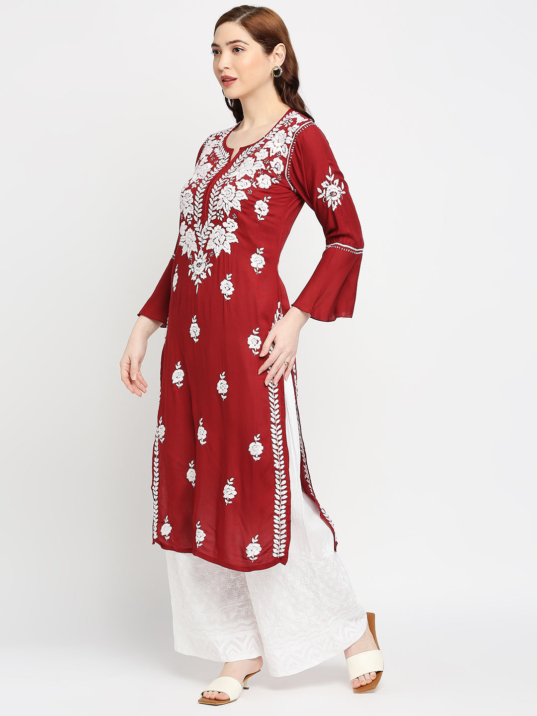 Lucknow Chikankari Hand Embroidered Kurta  Modal Cotton