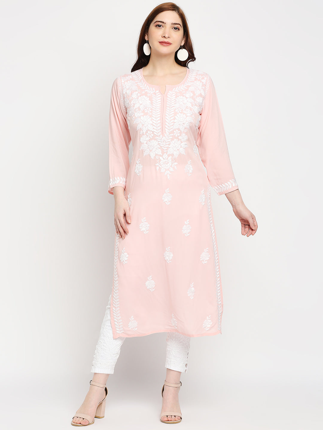 Lucknow Chikankari Hand Embroidered Kurta  Modal Cotton