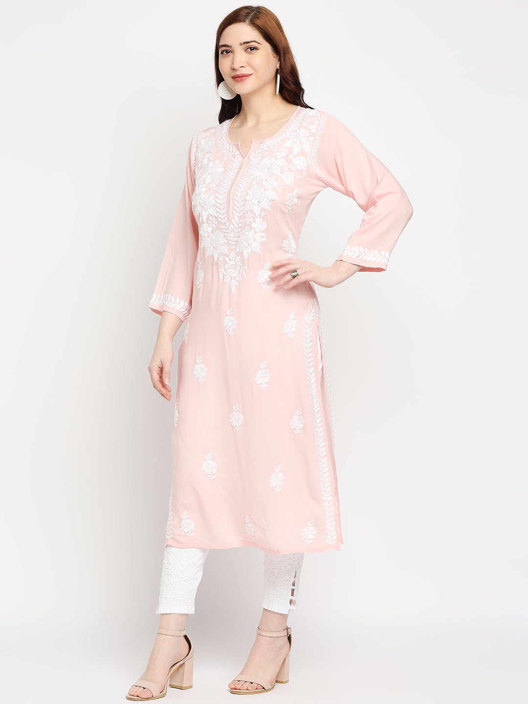 Lucknow Chikankari Hand Embroidered Kurta  Modal Cotton