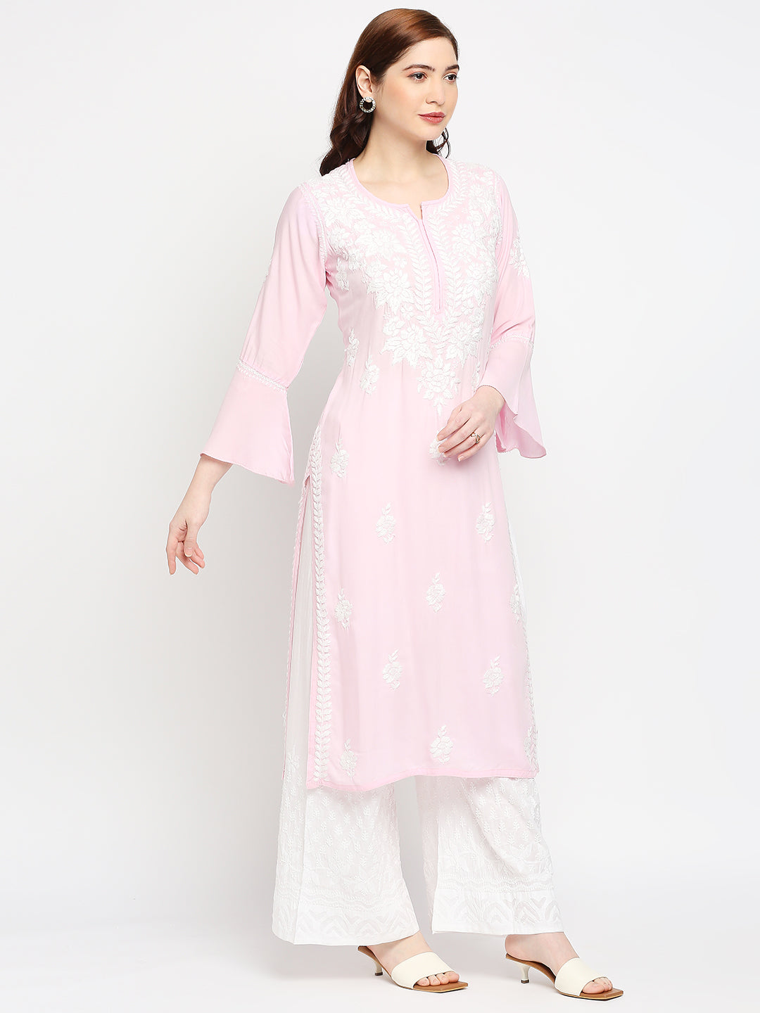 Lucknow Chikankari Hand Embroidered Kurta  Modal Cotton