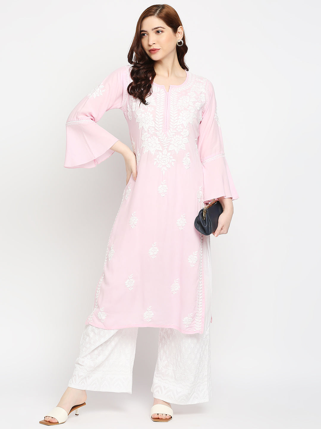 Lucknow Chikankari Hand Embroidered Kurta  Modal Cotton