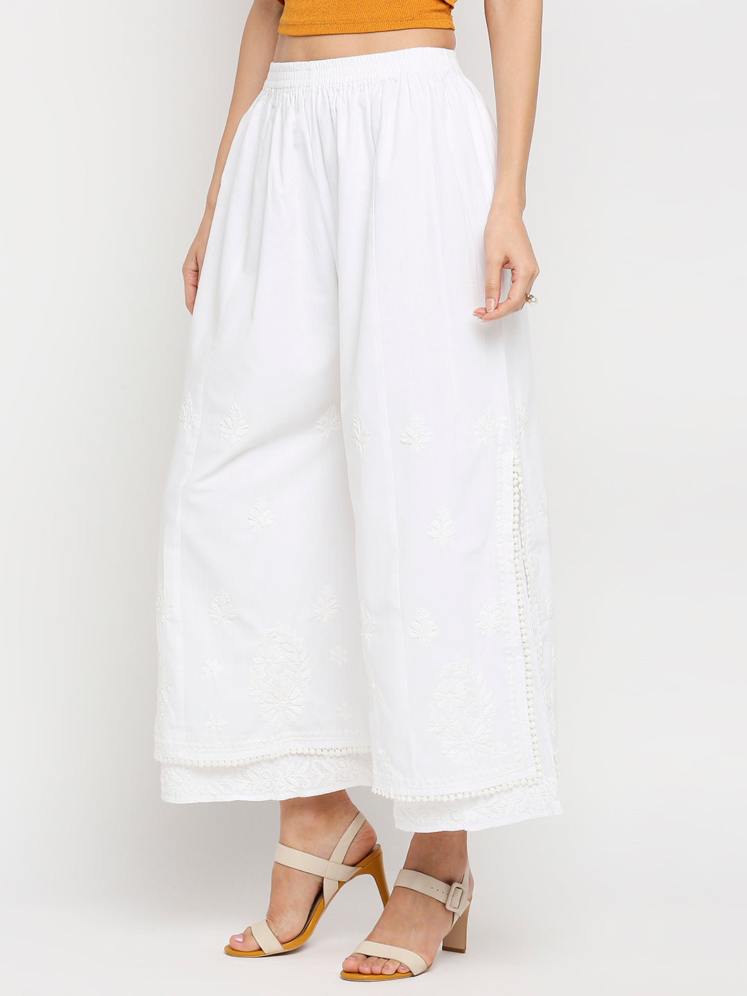 Buy online White Floral Straight Palazzo from Skirts, tapered pants &  Palazzos for Women by W for ₹650 at 62% off | 2024 Limeroad.com