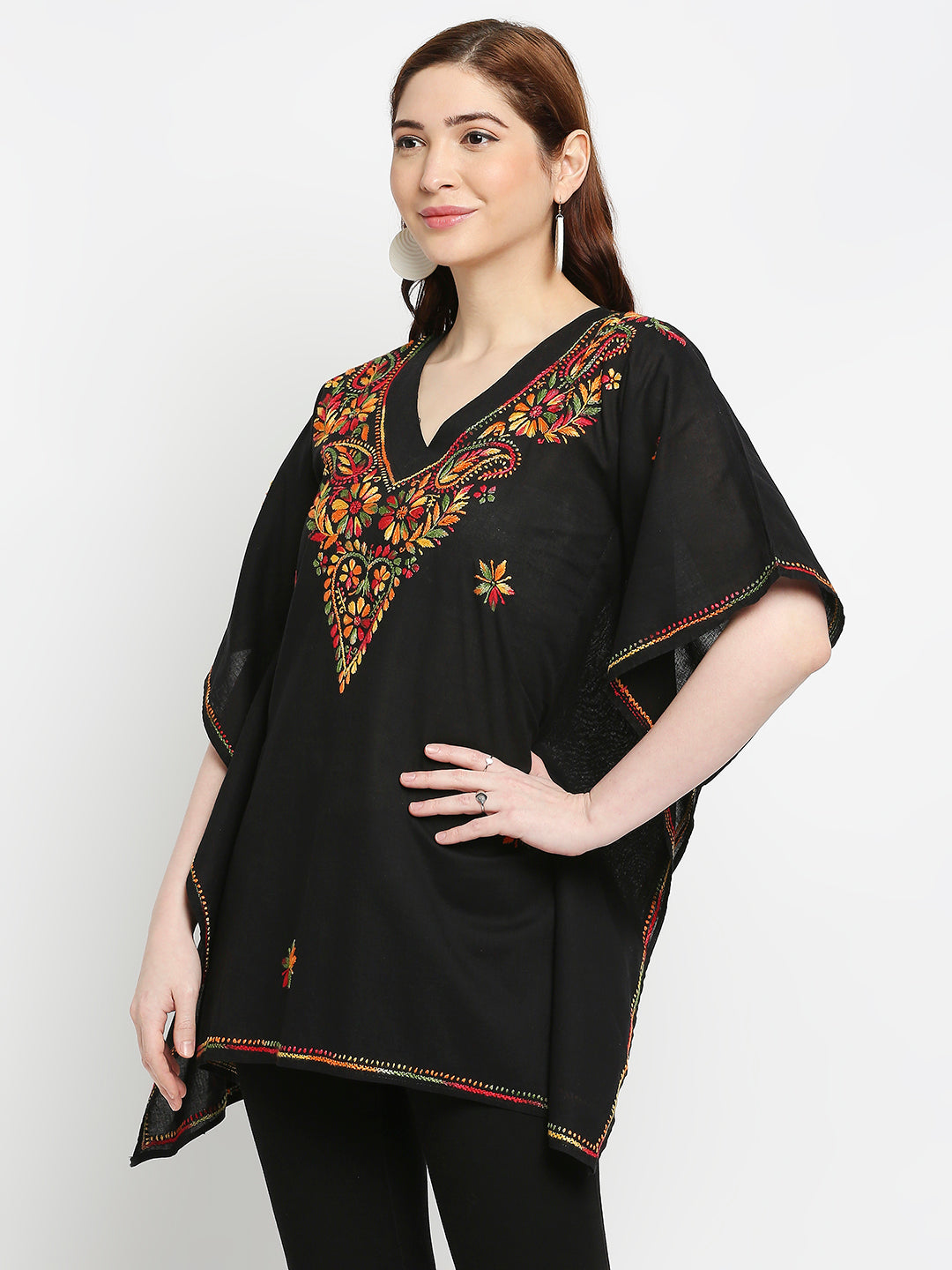 Lucknow Chikankari Hand Embroidered Top Cotton Kaftan