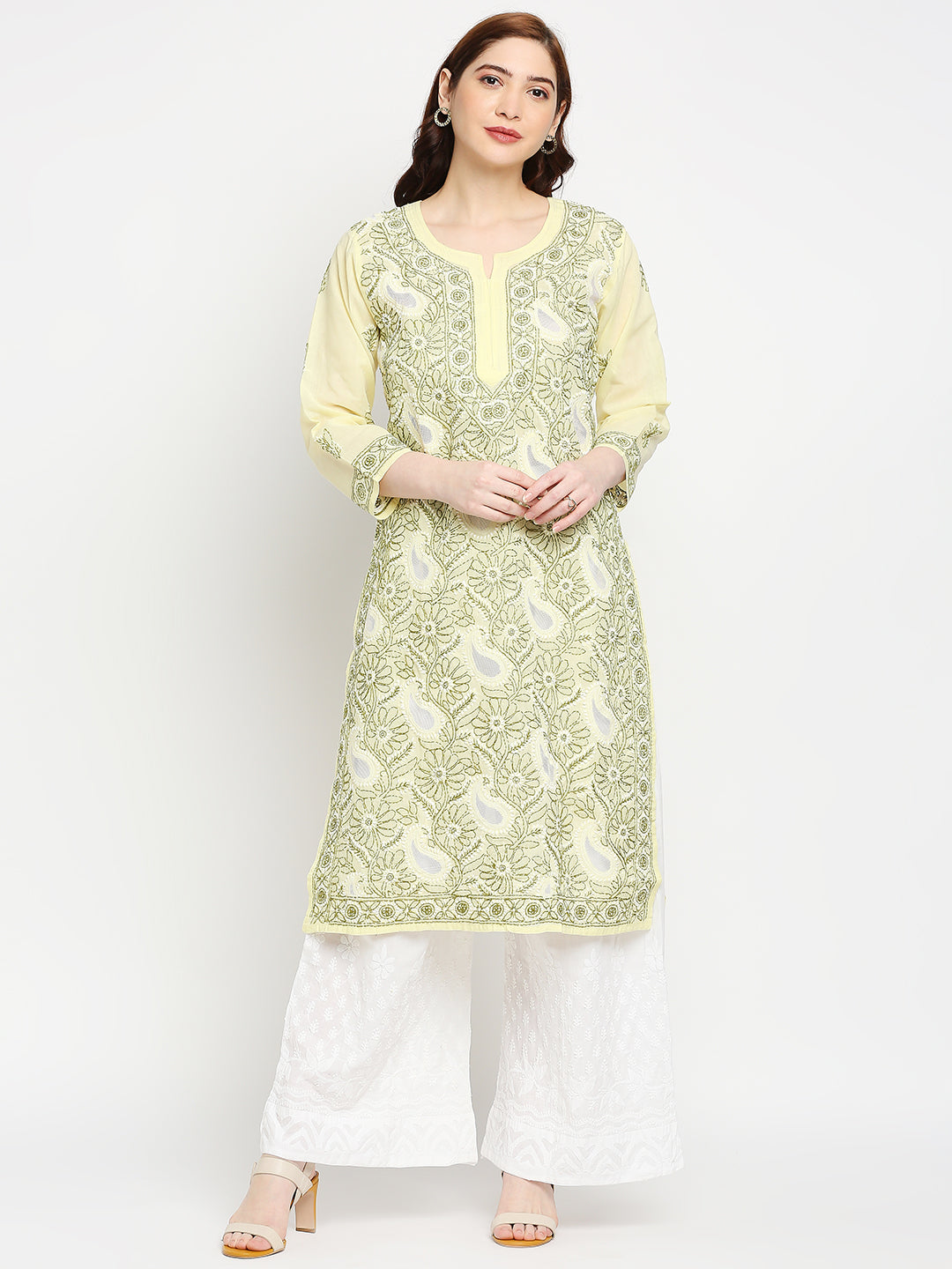 Lucknow Chikankari Hand Embroidered Kurta Cotton