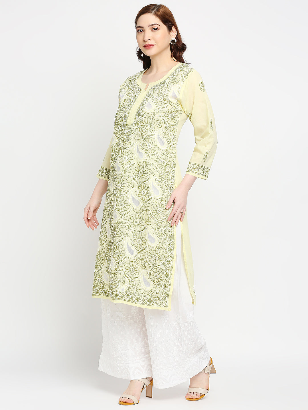 Lucknow Chikankari Hand Embroidered Kurta Cotton