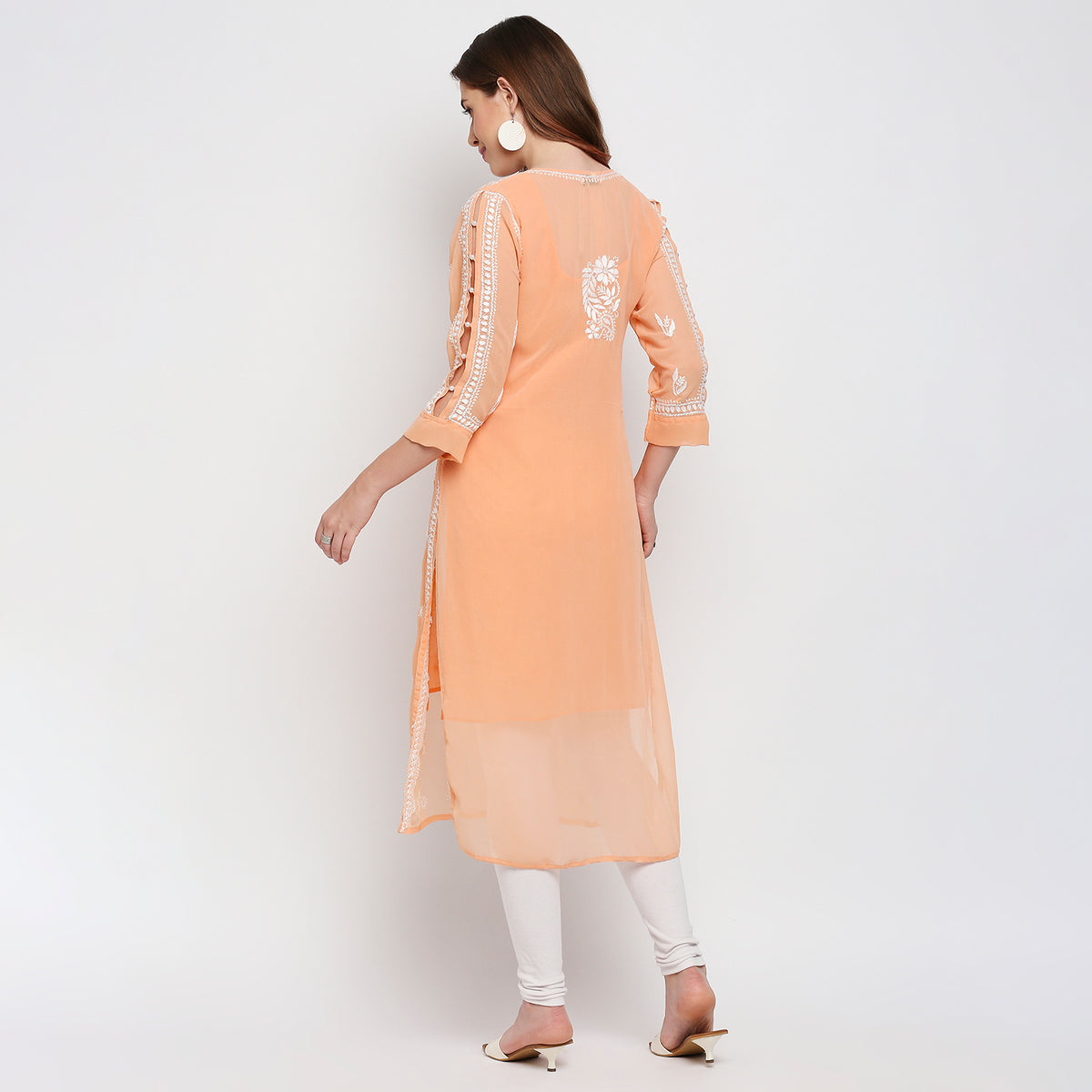 Lucknow Chikankari Hand Embroidered Kurta with matching slip