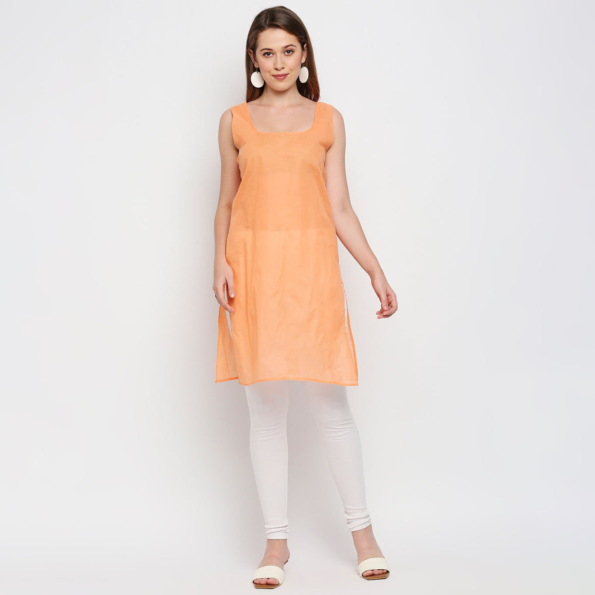 Lucknow Chikankari Hand Embroidered Kurta with matching slip