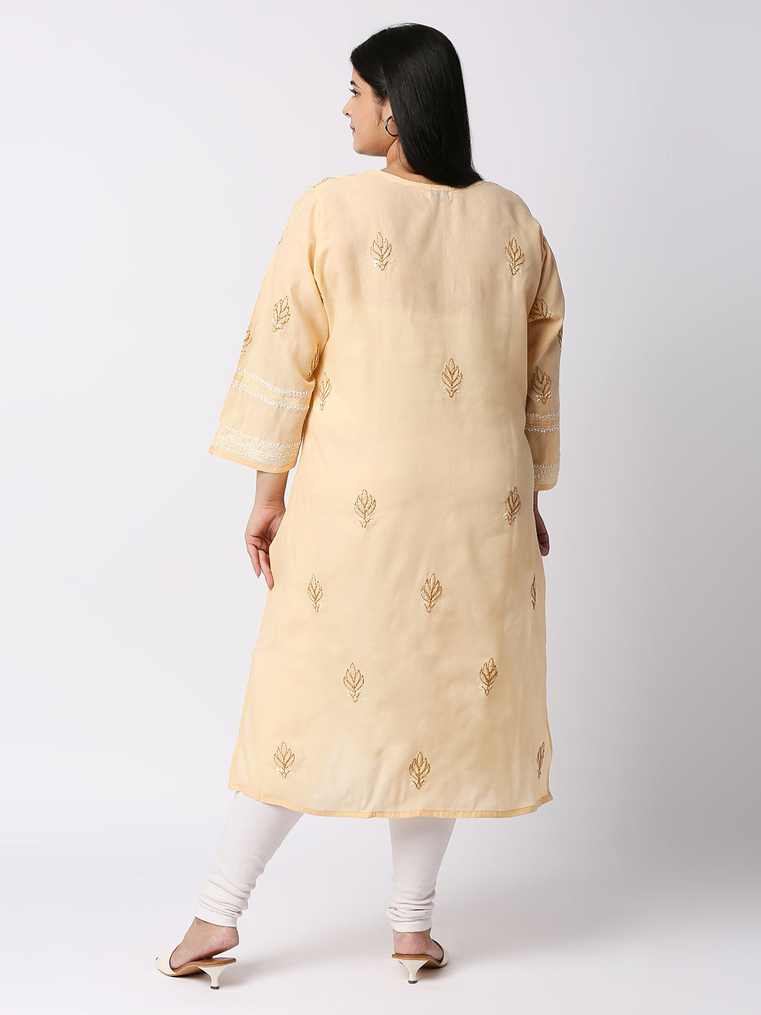 Lucknow Chikankari Hand Embroidered Long Kurti for Women, Plus Sizes