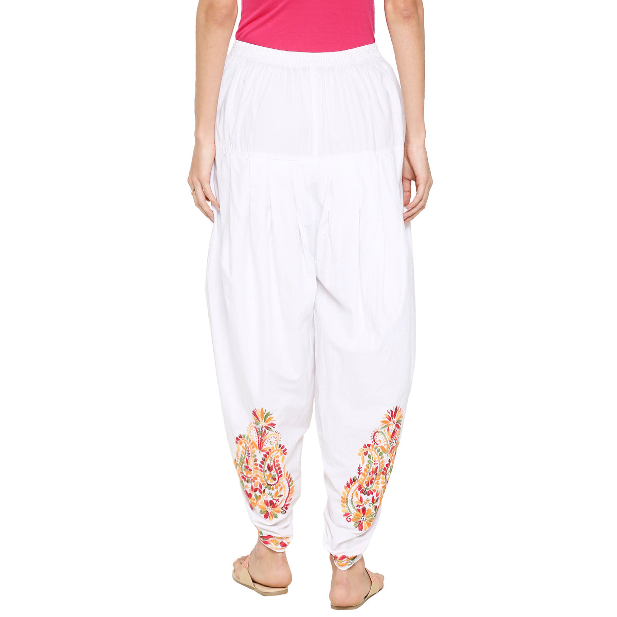 Chikankari Hand Embroidered Dhoti Salwar Tulip Pants  Palazzo White