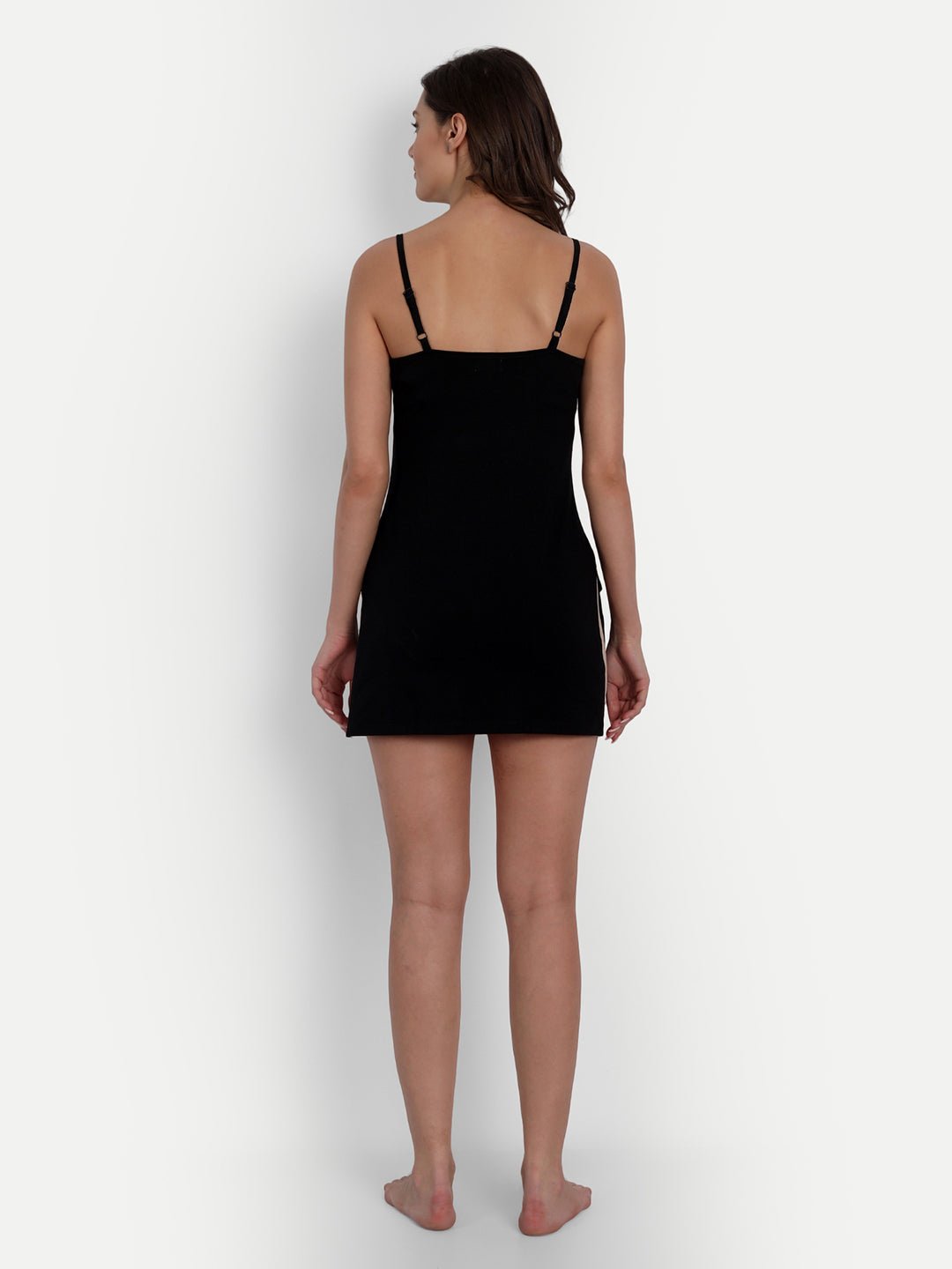 Camisole Cotton Lycra Slip Spaghetti Tank Top with Adjustable Straps Black - Indiankala4u