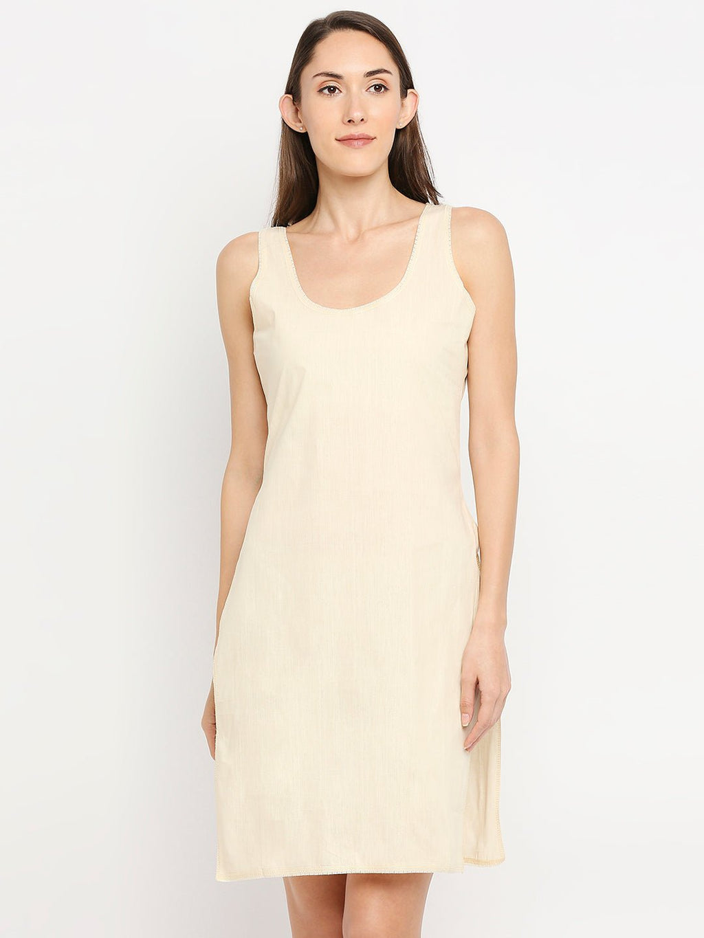 Cotton Rich Soft Camisole Long Knee Length Inner Kurti with High Side Slits - Indiankala4u