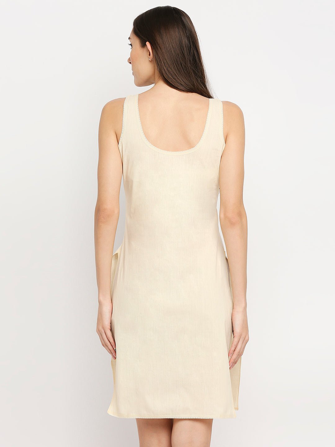 Cotton Rich Soft Camisole Long Knee Length Inner Kurti with High Side Slits - Indiankala4u
