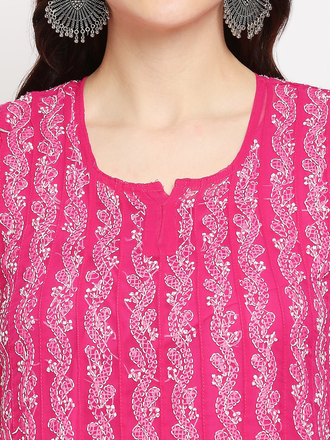 Lucknow Chikankari Hand embroidered 56Kali Anarkali Kurta - Indiankala4u