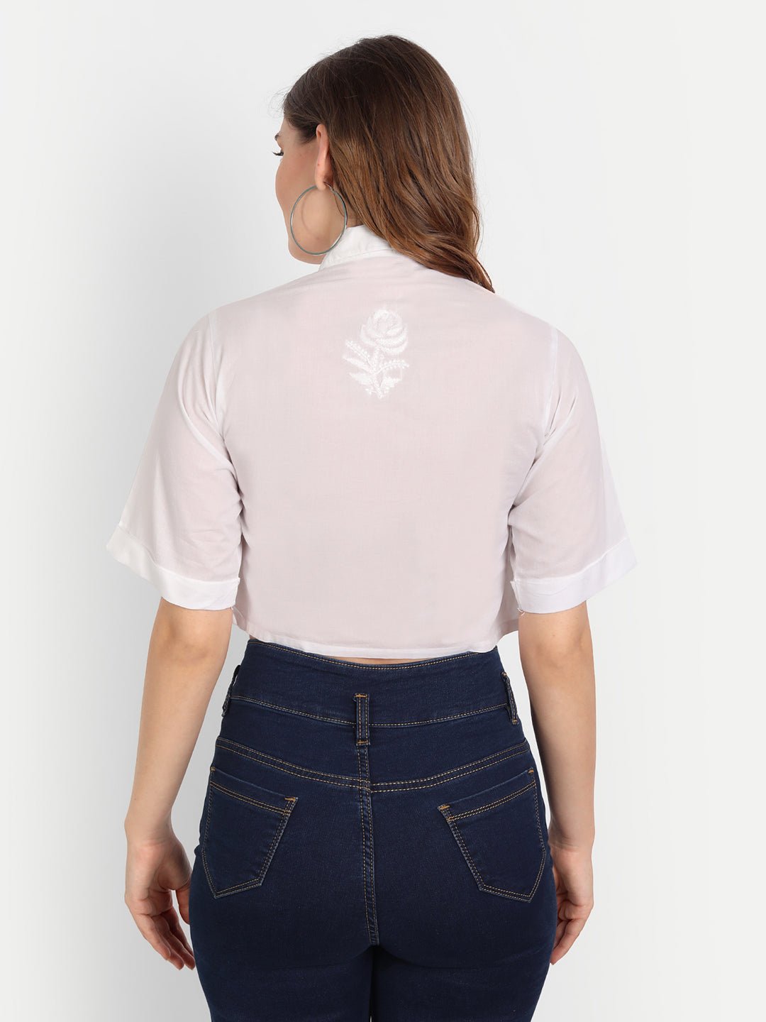 Lucknow Chikankari Hand Embroidered Crop top - Indiankala4u