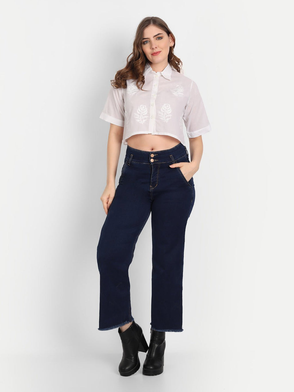 Lucknow Chikankari Hand Embroidered Crop top - Indiankala4u