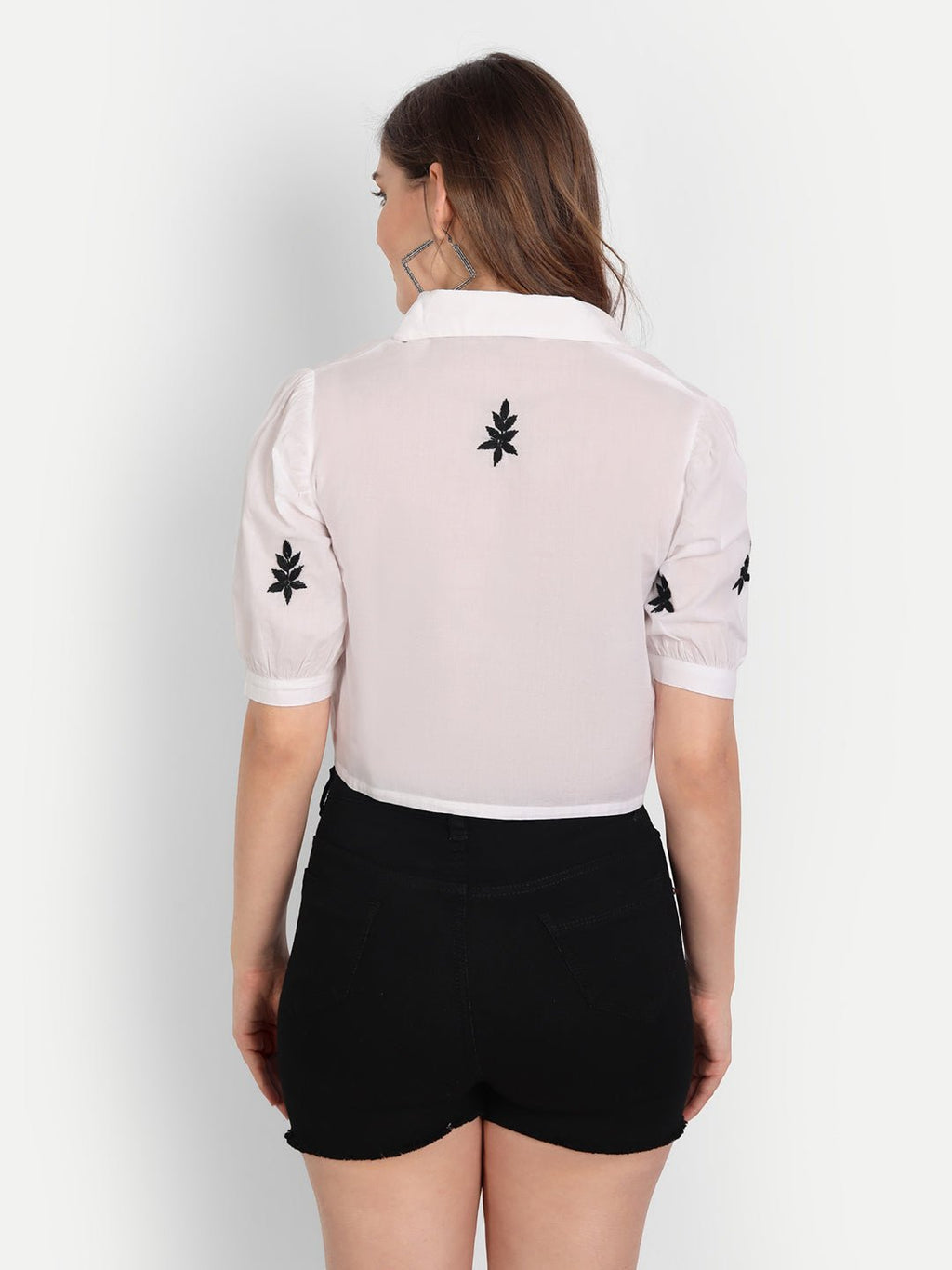 Lucknow Chikankari Hand Embroidered Crop top Cotton - Indiankala4u