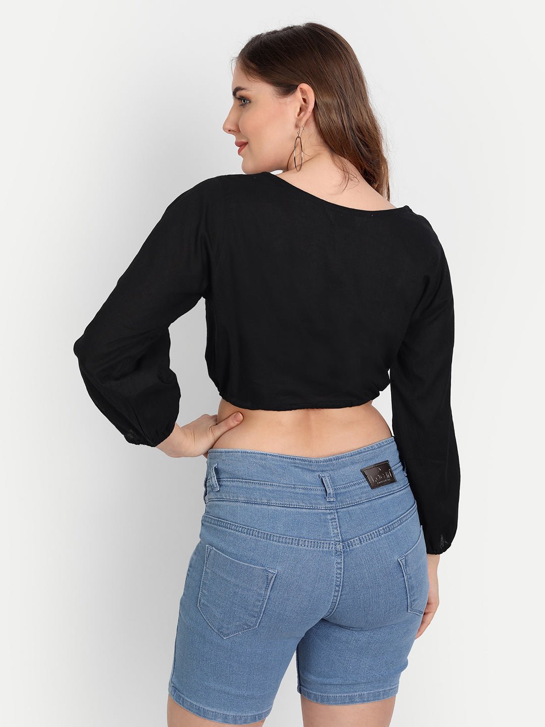 Lucknow Chikankari Hand Embroidered Crop top with Tie ups Cotton - Indiankala4u