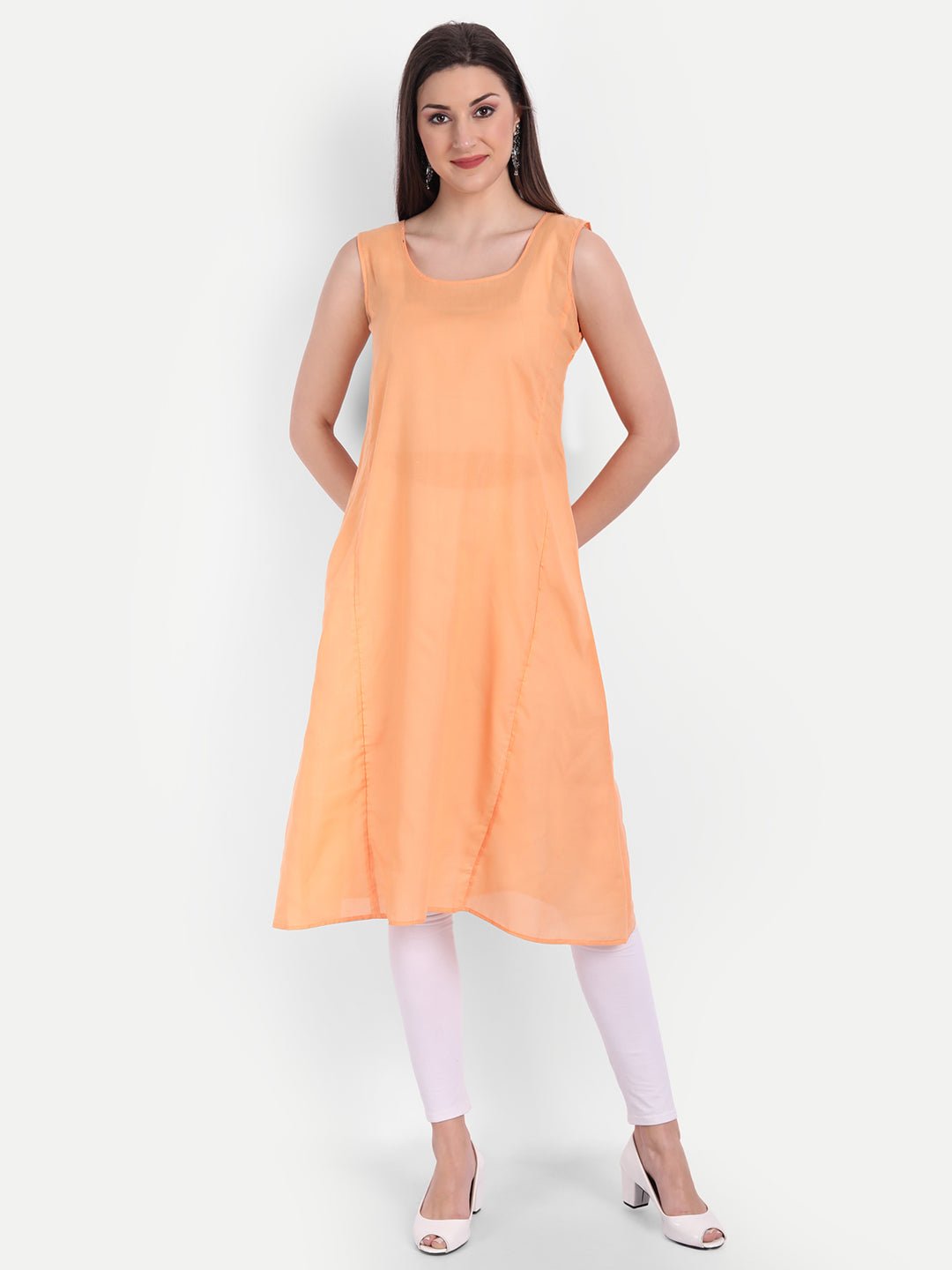 Lucknow Chikankari Hand Embroidered Fit & Flare Kurti with Matching Inner, Georgette - Indiankala4u