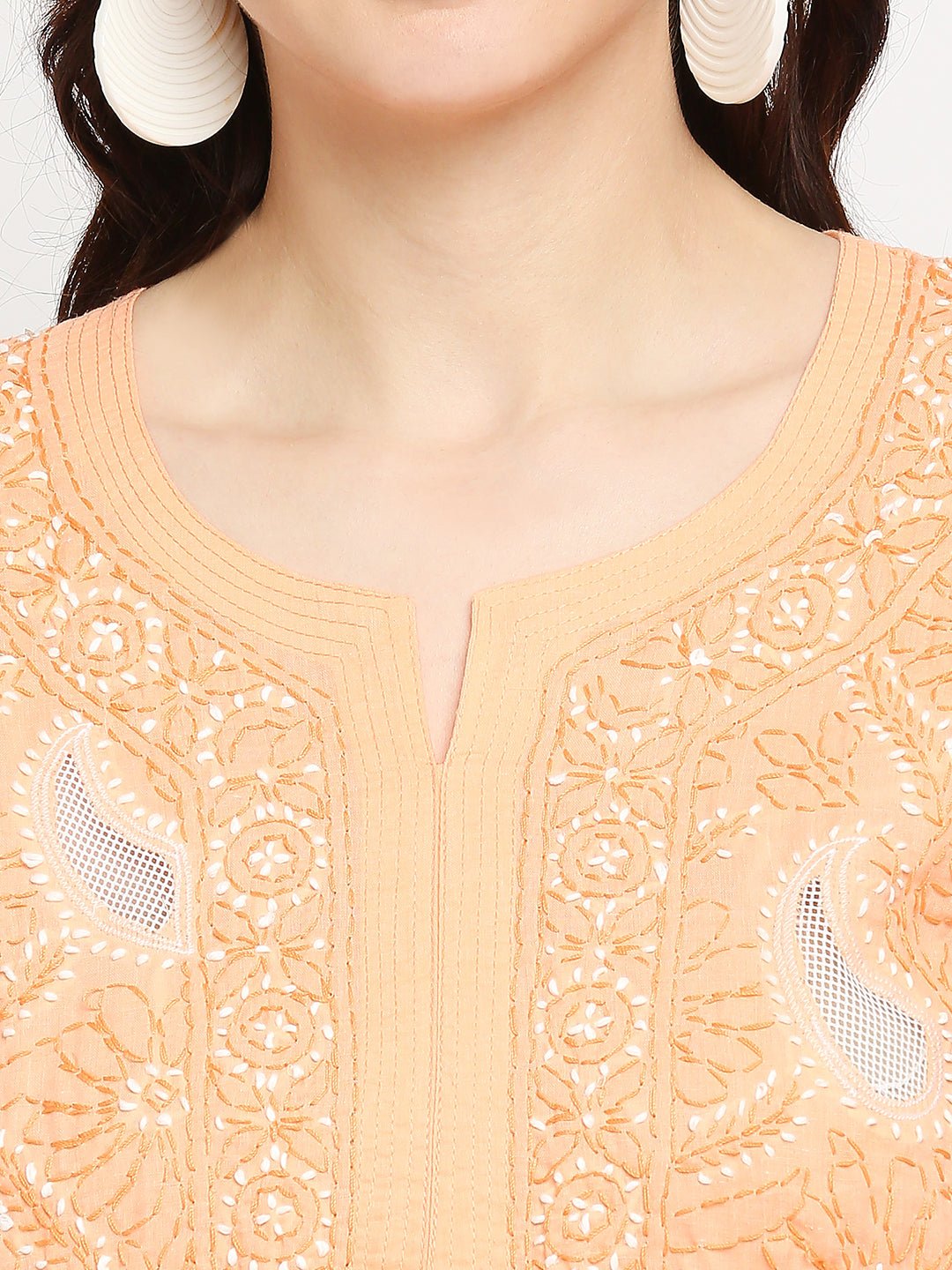 Lucknow Chikankari Hand Embroidered Kurta Cotton - Indiankala4u