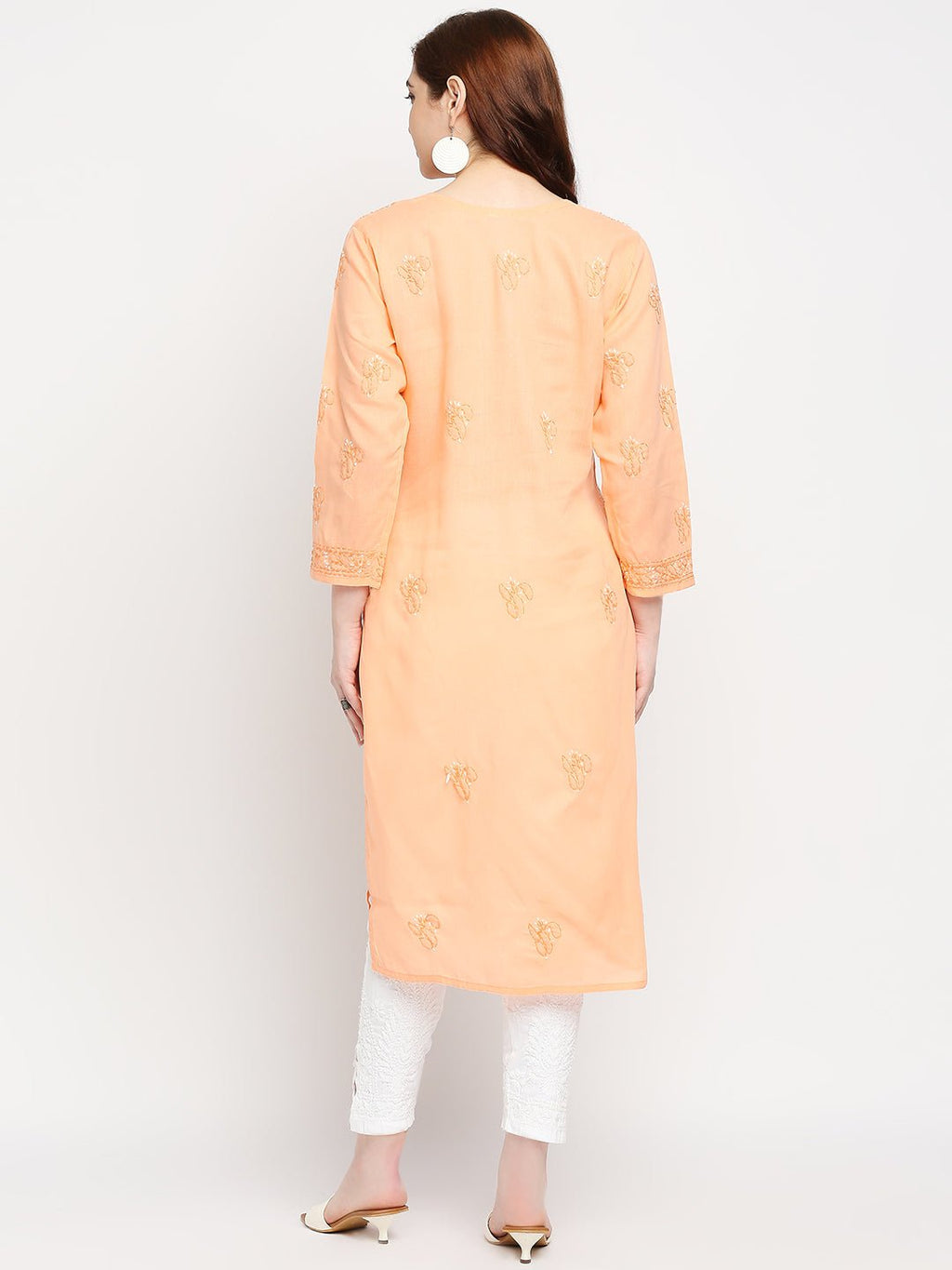 Lucknow Chikankari Hand Embroidered Kurta Cotton - Indiankala4u