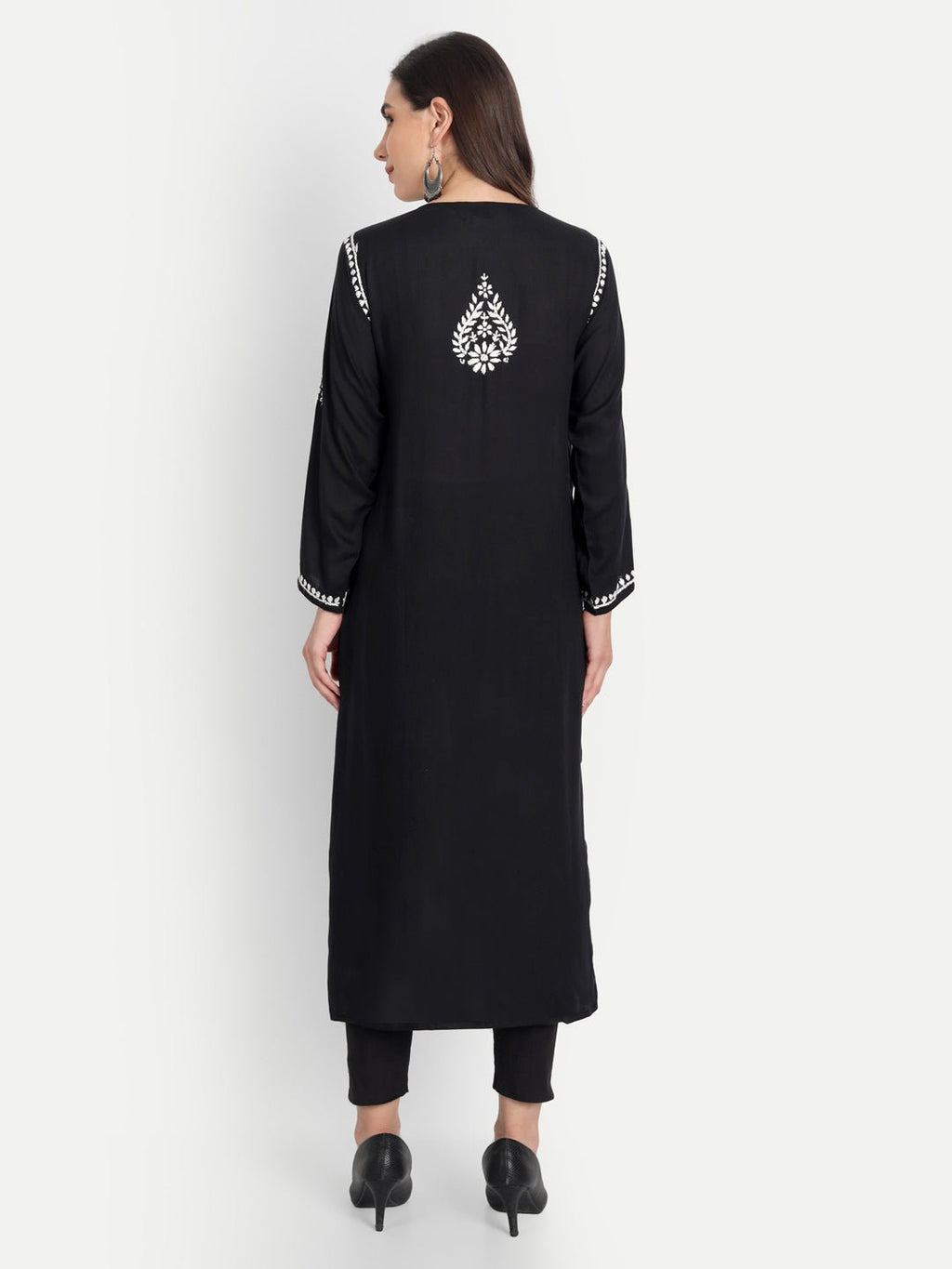 Lucknow Chikankari Hand Embroidered Kurta Modal Cotton - Indiankala4u