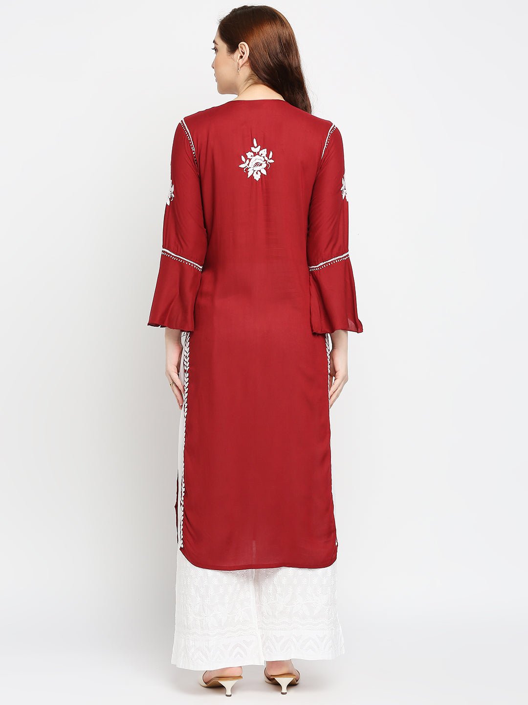 Lucknow Chikankari Hand Embroidered Kurta Modal Cotton - Indiankala4u