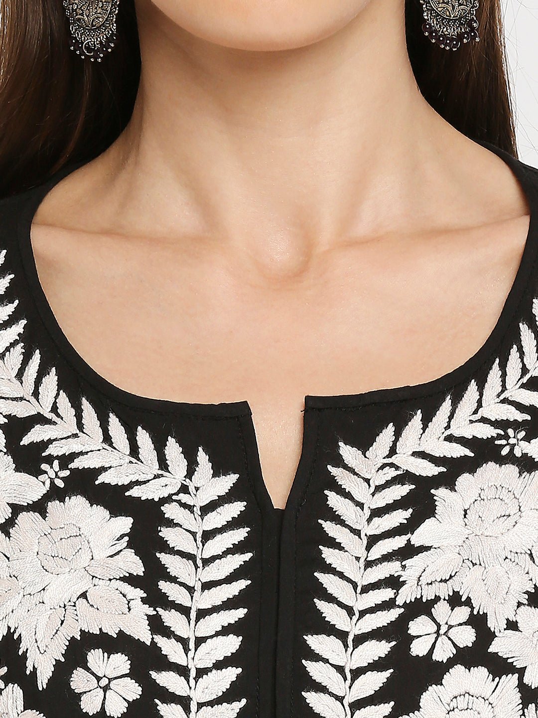 Lucknow Chikankari Hand Embroidered Kurta Modal Cotton - Indiankala4u