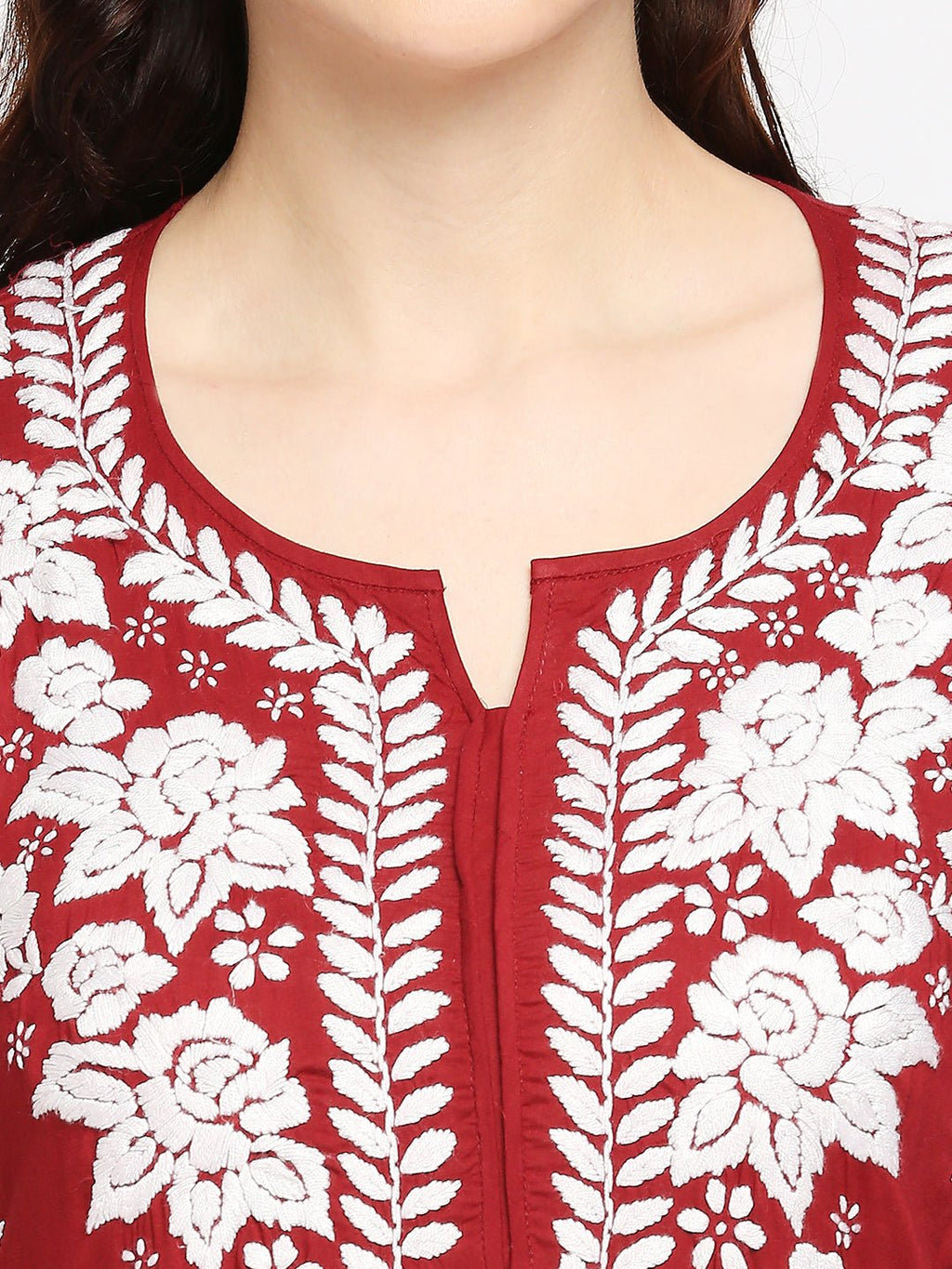 Lucknow Chikankari Hand Embroidered Kurta Modal Cotton - Indiankala4u