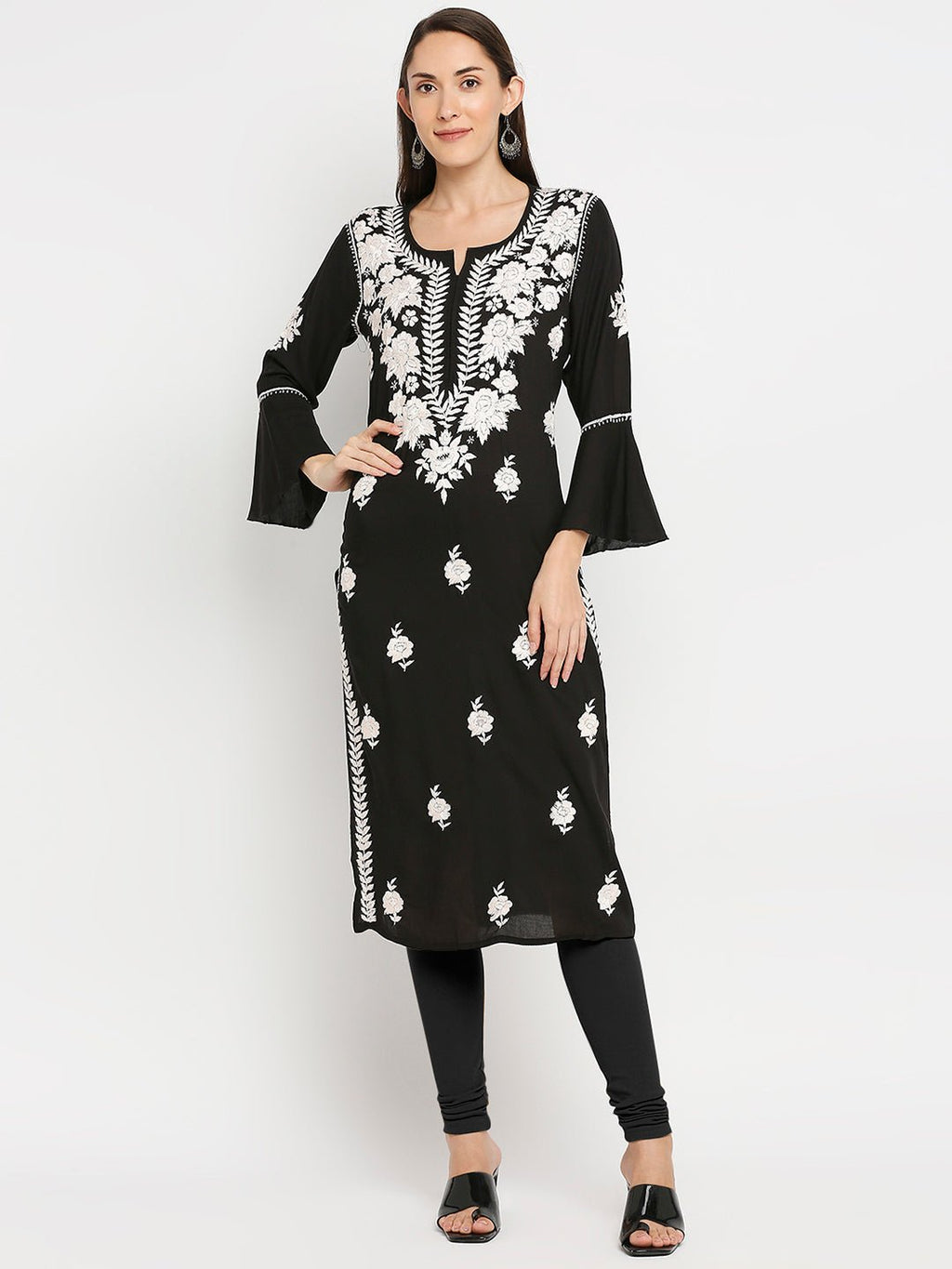 Lucknow Chikankari Hand Embroidered Kurta Modal Cotton - Indiankala4u