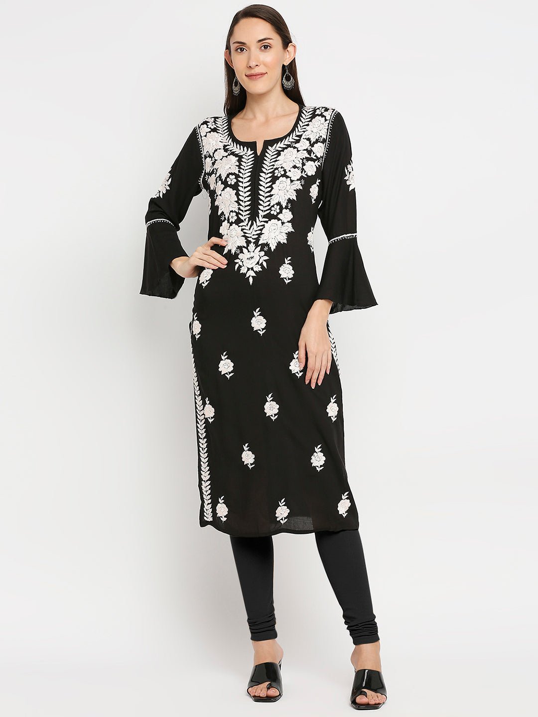 Lucknow Chikankari Hand Embroidered Kurta Modal Cotton - Indiankala4u