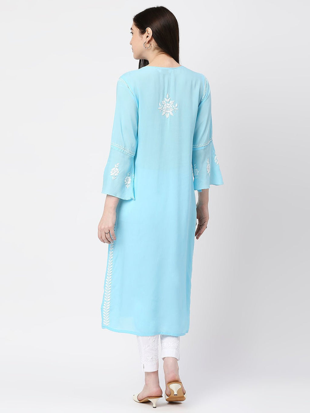 Lucknow Chikankari Hand Embroidered Kurta Modal Cotton - Indiankala4u