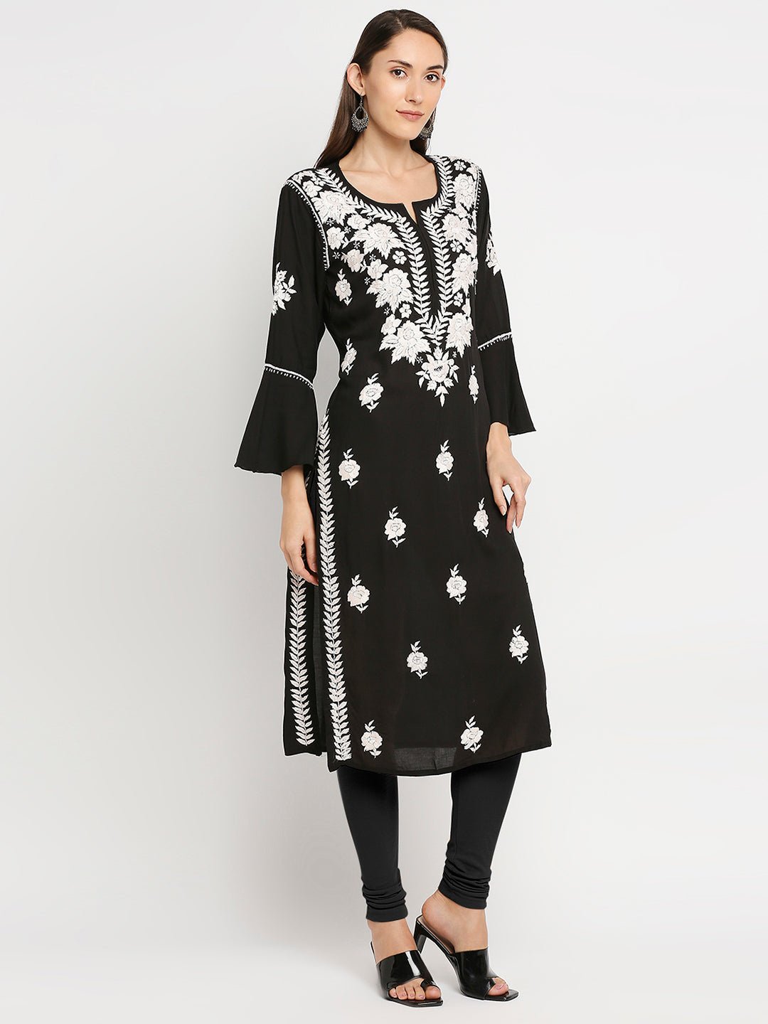 Lucknow Chikankari Hand Embroidered Kurta Modal Cotton - Indiankala4u