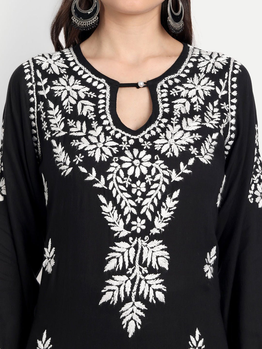 Lucknow Chikankari Hand Embroidered Kurta Modal Cotton - Indiankala4u