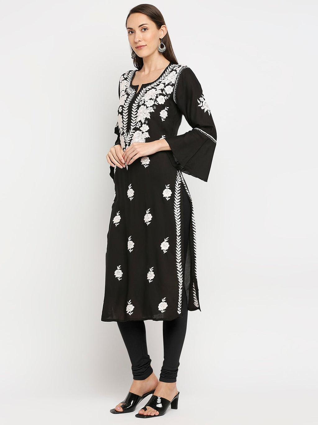 Lucknow Chikankari Hand Embroidered Kurta Modal Cotton - Indiankala4u