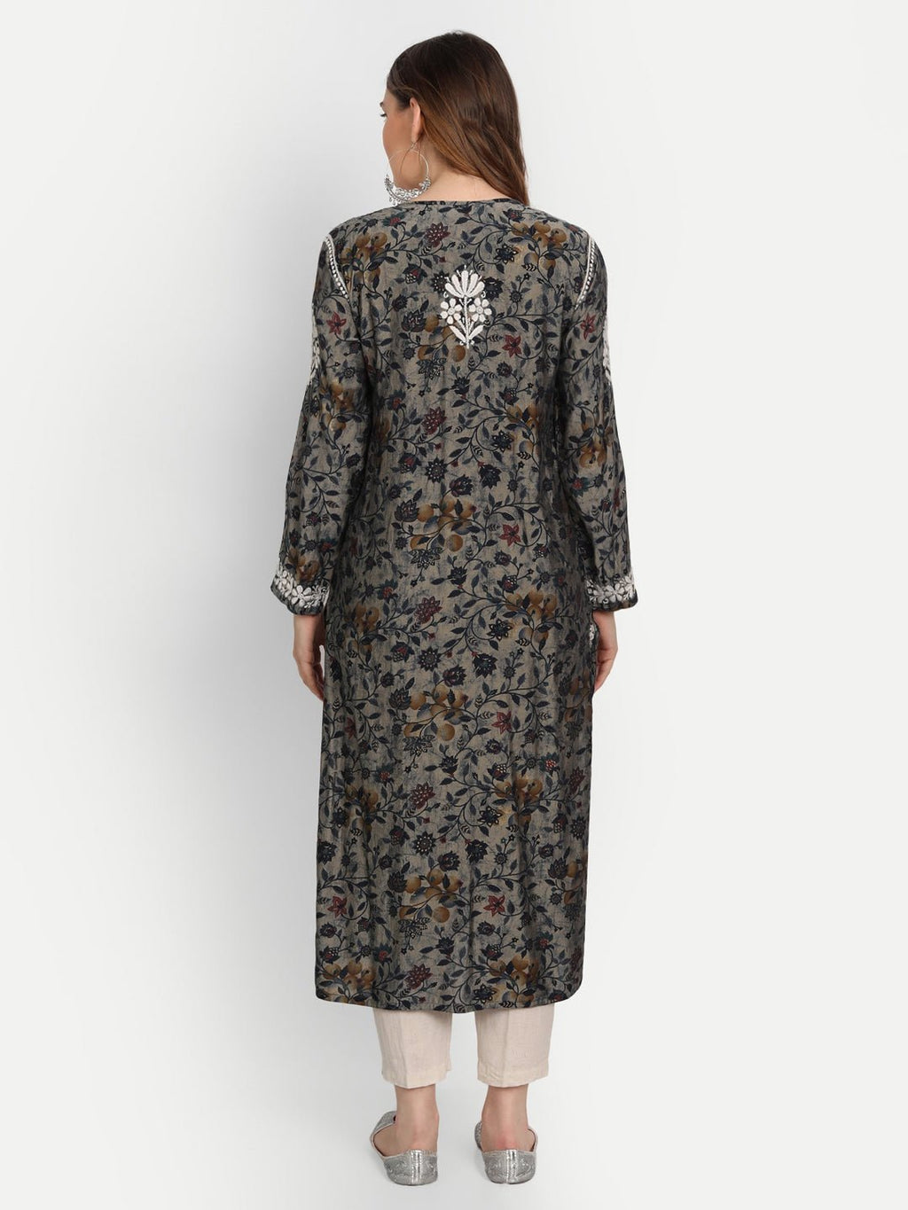 Lucknow Chikankari Hand Embroidered Kurta Muslin - Indiankala4u