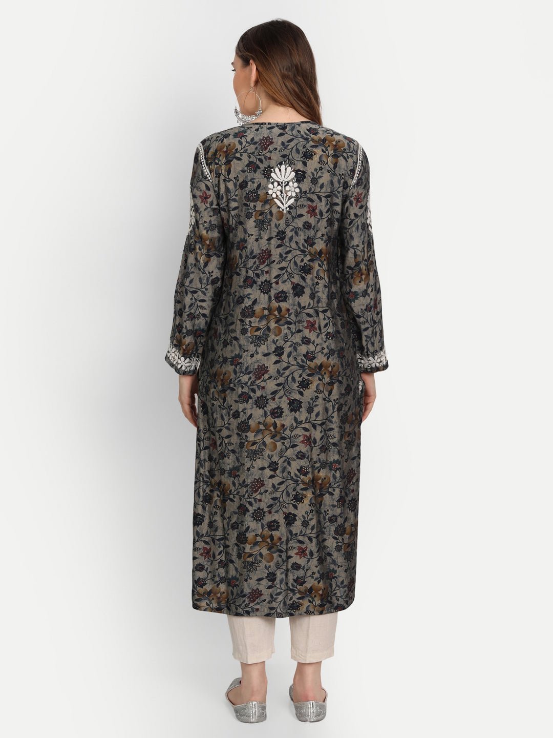 Lucknow Chikankari Hand Embroidered Kurta Muslin - Indiankala4u