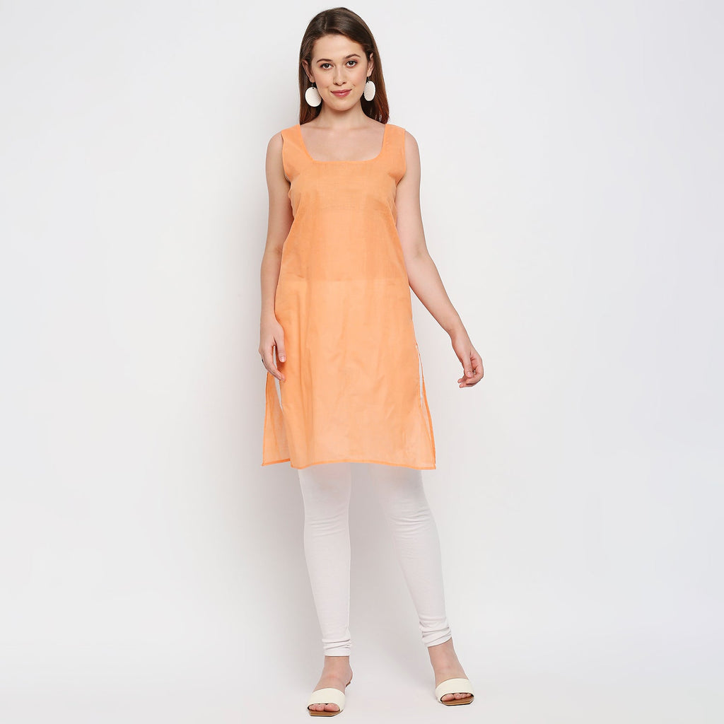 Lucknow Chikankari Hand Embroidered Kurta with matching slip - Indiankala4u