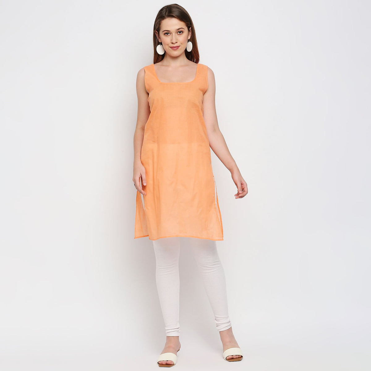 Lucknow Chikankari Hand Embroidered Kurta with matching slip - Indiankala4u