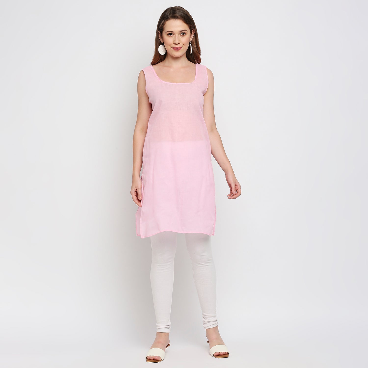 Lucknow Chikankari Hand Embroidered Kurta with matching slip - Indiankala4u